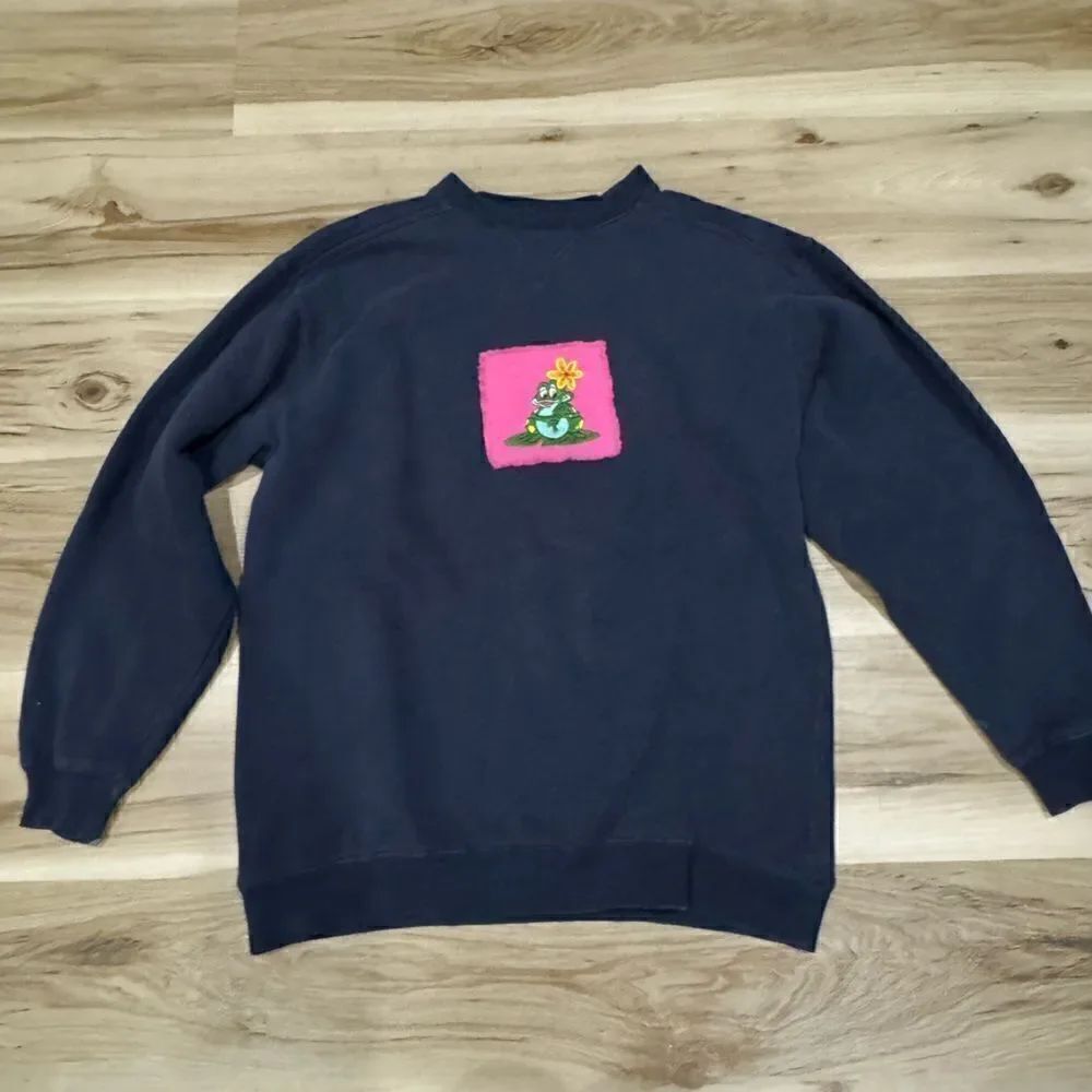 Vintage Lee Navy Frog Crewneck Sweatshirt 90’s Women’s Medium